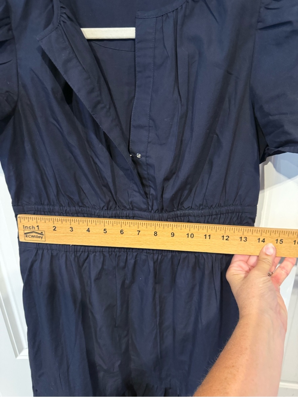 Quince Navy Puff-Sleeve Tiered Maxi Dress - Picture 6 of 7